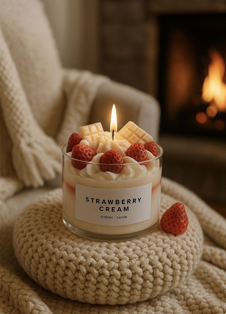 Strawberry Cream Dessert Candle