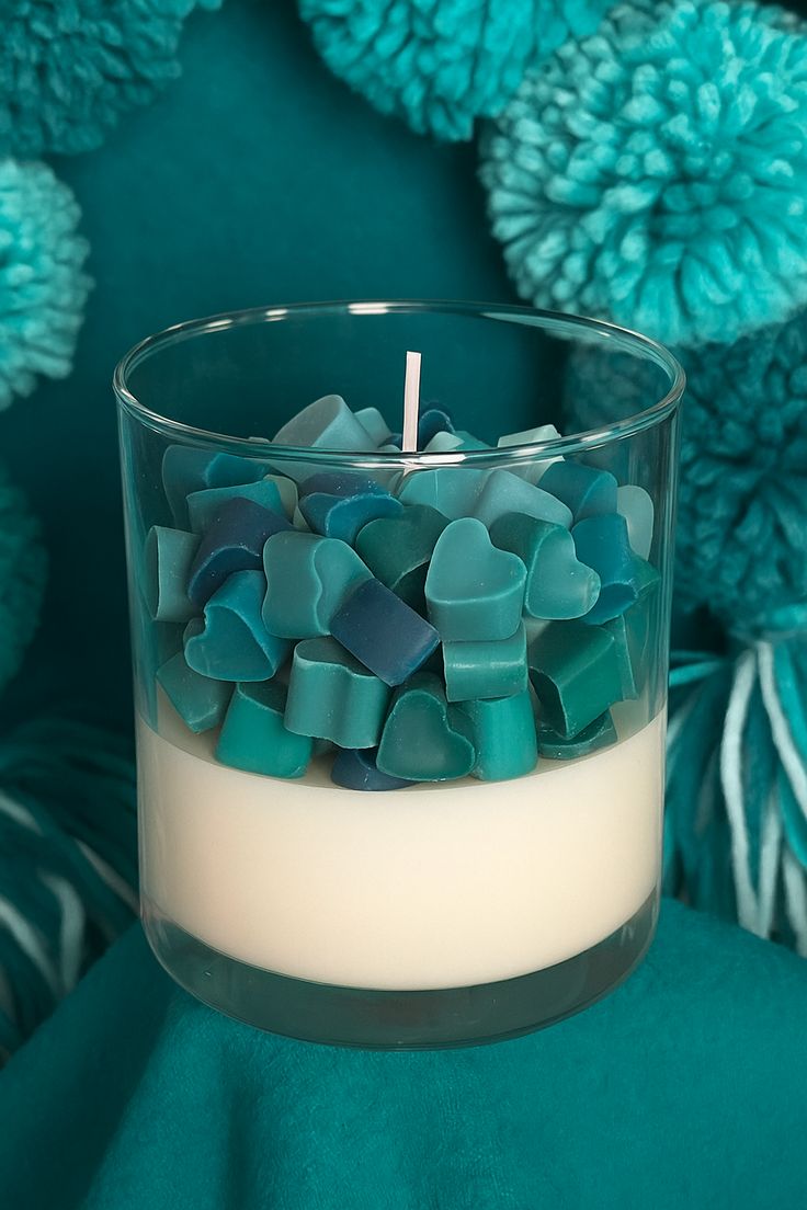 Teal Heart Serenity Candle